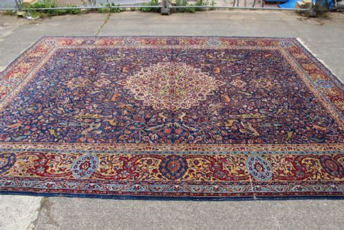 370 X 479CM FINE ANTIQUE HUNTING TABRIZ CARPET - ADDITIONAL PHOTO 12