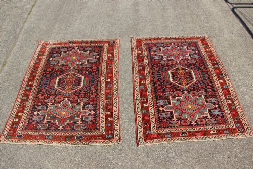 98 X 130cm Each, a Pair of Antique Heriz Rugs