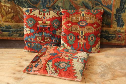 Three Antique Heriz Cushions