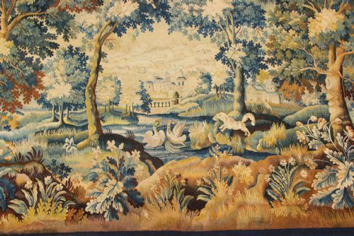 230 X 365CM FINE ANTIQUE VERDURE TAPESTRY AUBUSSON FRANCE - ADDITIONAL PHOTO 1