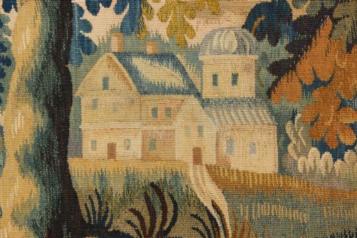 230 X 365CM FINE ANTIQUE VERDURE TAPESTRY AUBUSSON FRANCE - ADDITIONAL PHOTO 11