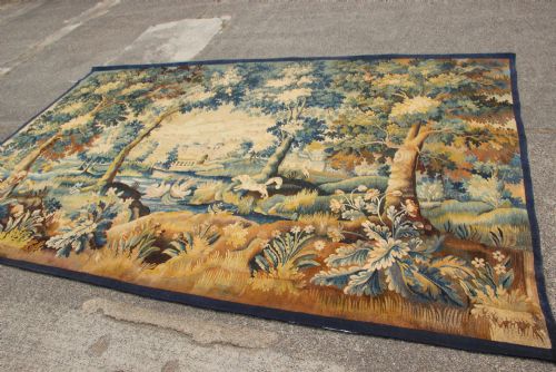 230 X 365CM FINE ANTIQUE VERDURE TAPESTRY AUBUSSON FRANCE - ADDITIONAL PHOTO 13