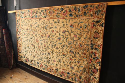 224 X 136CM SUPER FINE EARLY ENGLISH CREWELWORK - ADDITIONAL PHOTO 14