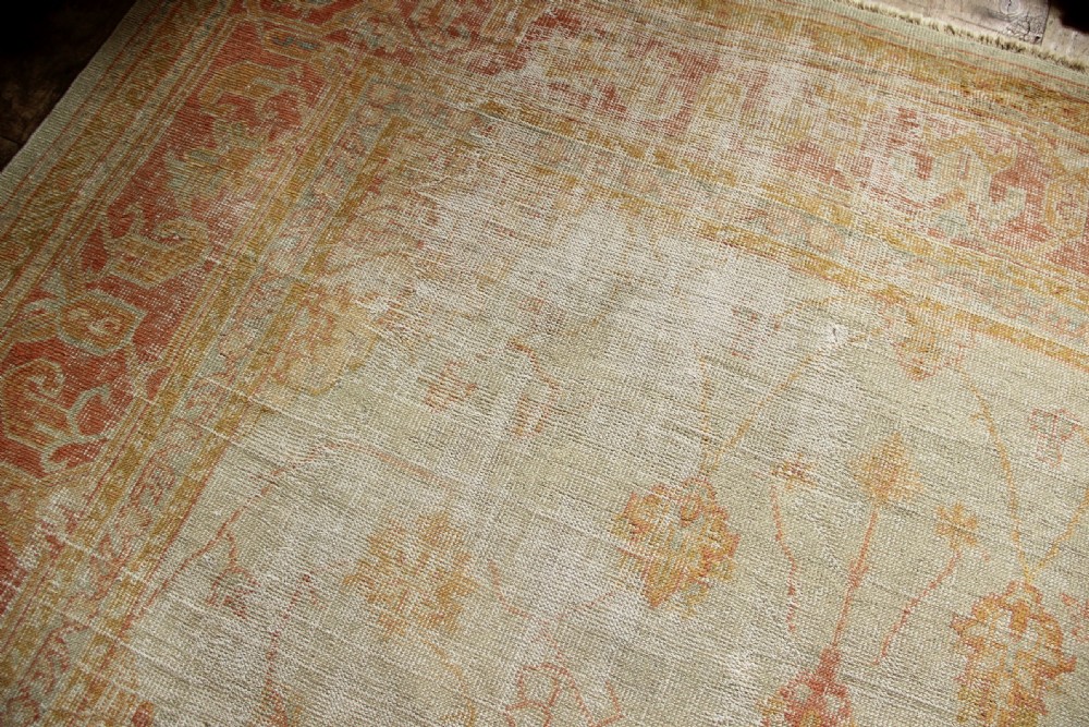 348 x 480cm Very Pale and Worn Antique Oushak Carpet View VI