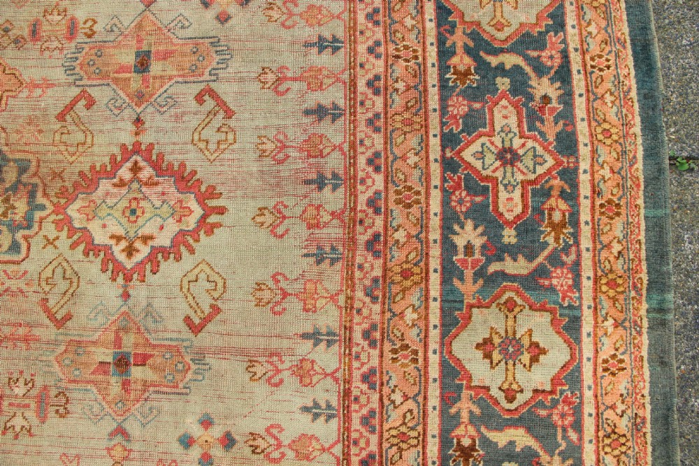 396 x 537cm Antique Green Oushak Carpet View VIII