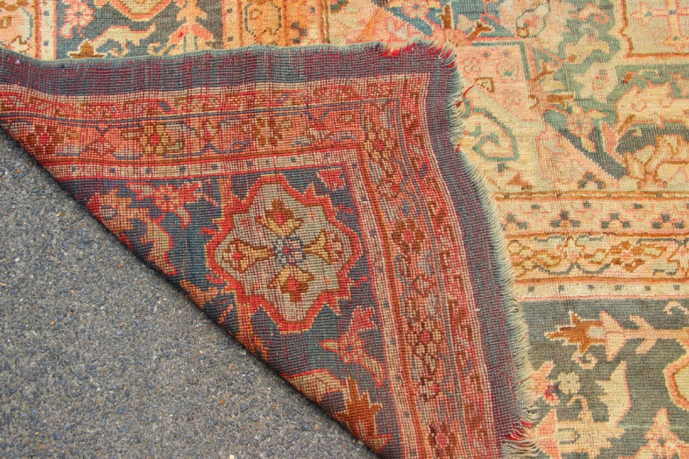 396 x 537cm Antique Green Oushak Carpet View X