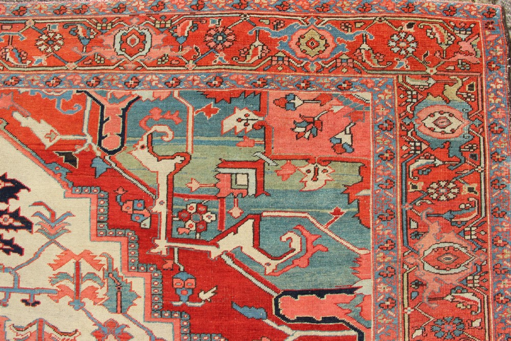 286 x 350cm Outstanding Antique Serapi Heriz Carpet View V