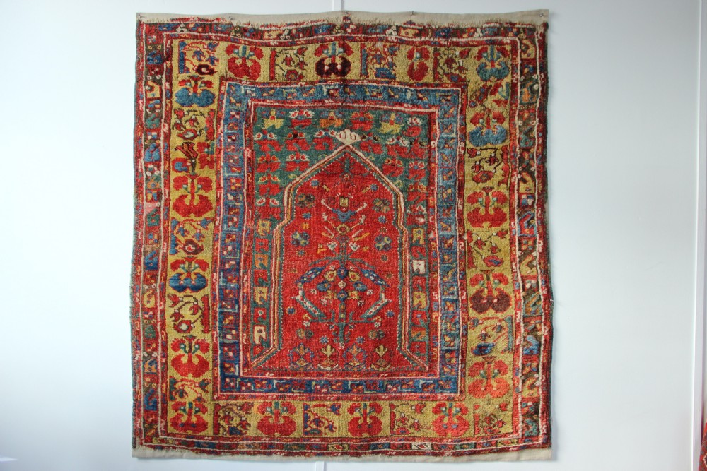131 x 140 18th Century Turkish Village Prayer Rug, Dazkiri