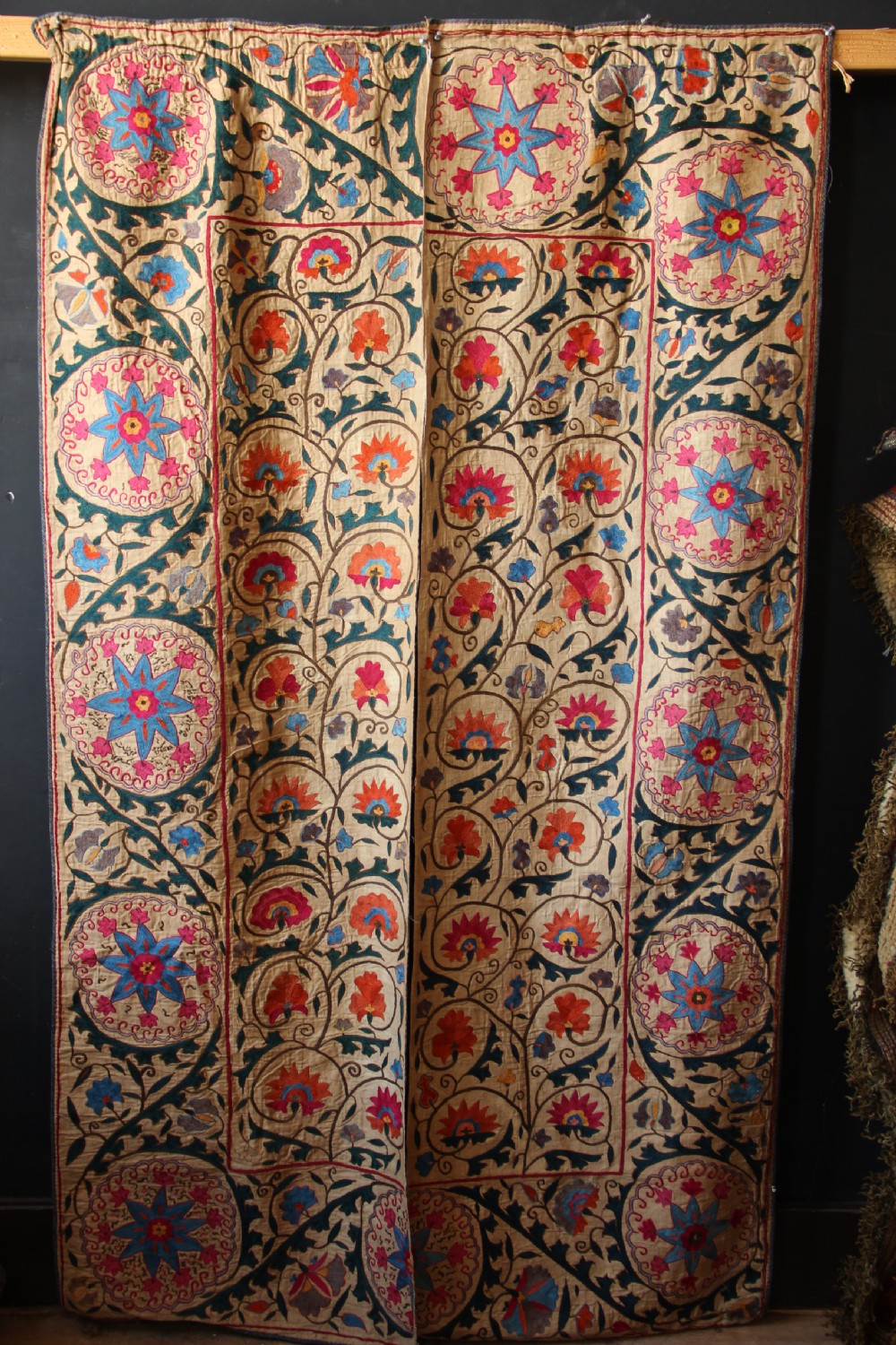 101 x 163cm Early 19th century Uzbek 'Nim' Suzani View IV