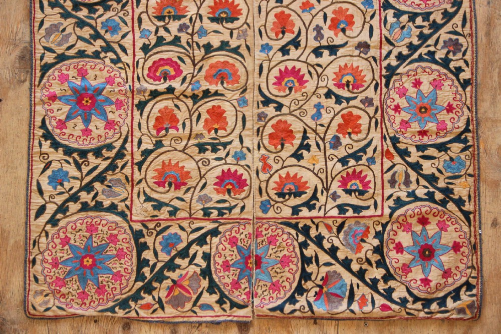 101 x 163cm Early 19th century Uzbek 'Nim' Suzani View VIII