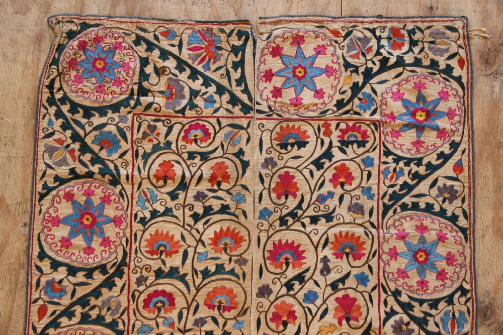 101 x 163cm Early 19th century Uzbek 'Nim' Suzani View IX