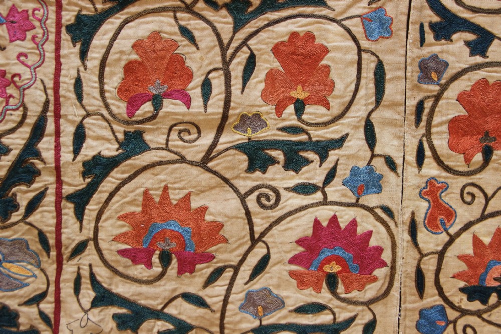 101 x 163cm Early 19th century Uzbek 'Nim' Suzani View XIII