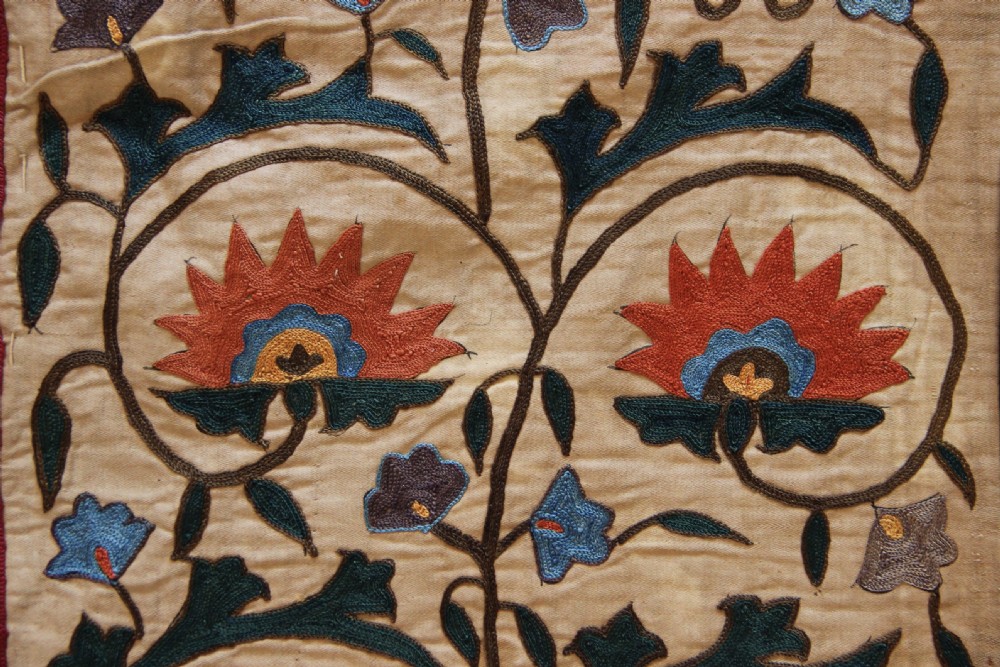 101 x 163cm Early 19th century Uzbek 'Nim' Suzani View XV