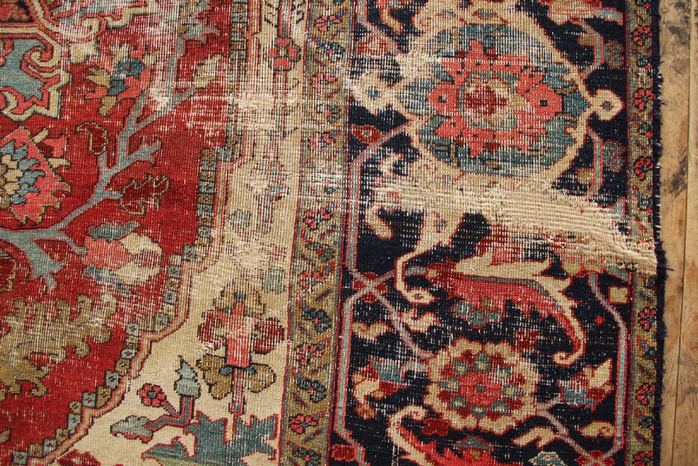 300 x 333cm Antique Serapi Heriz Carpet, distressed View V