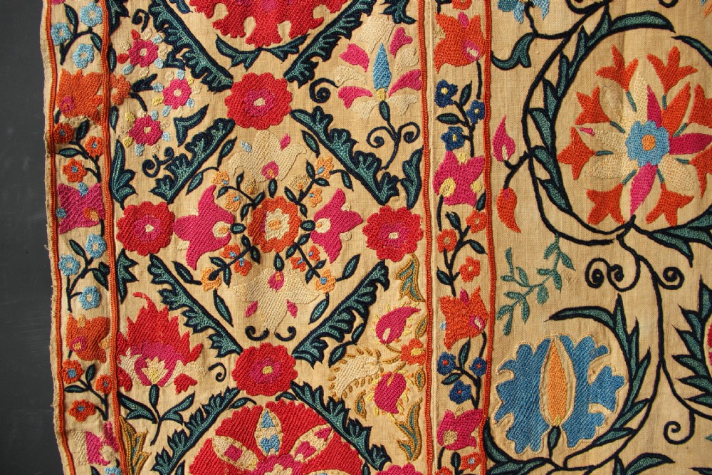 170 x 251cm Early Suzani Silk Embroidery View II