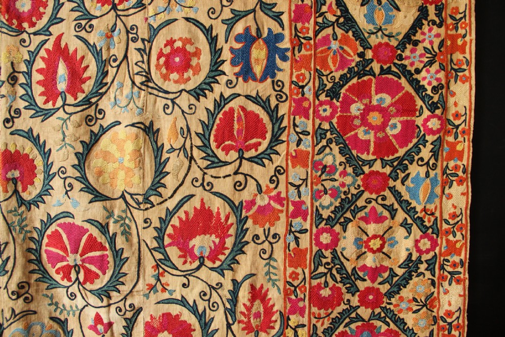 170 x 251cm Early Suzani Silk Embroidery View V