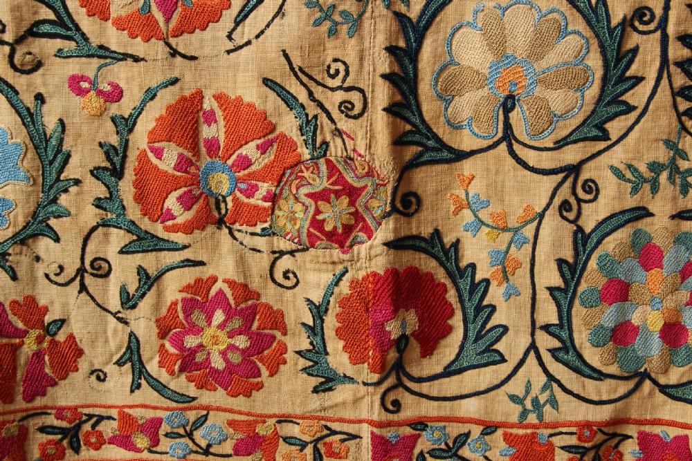 170 x 251cm Early Suzani Silk Embroidery View VI