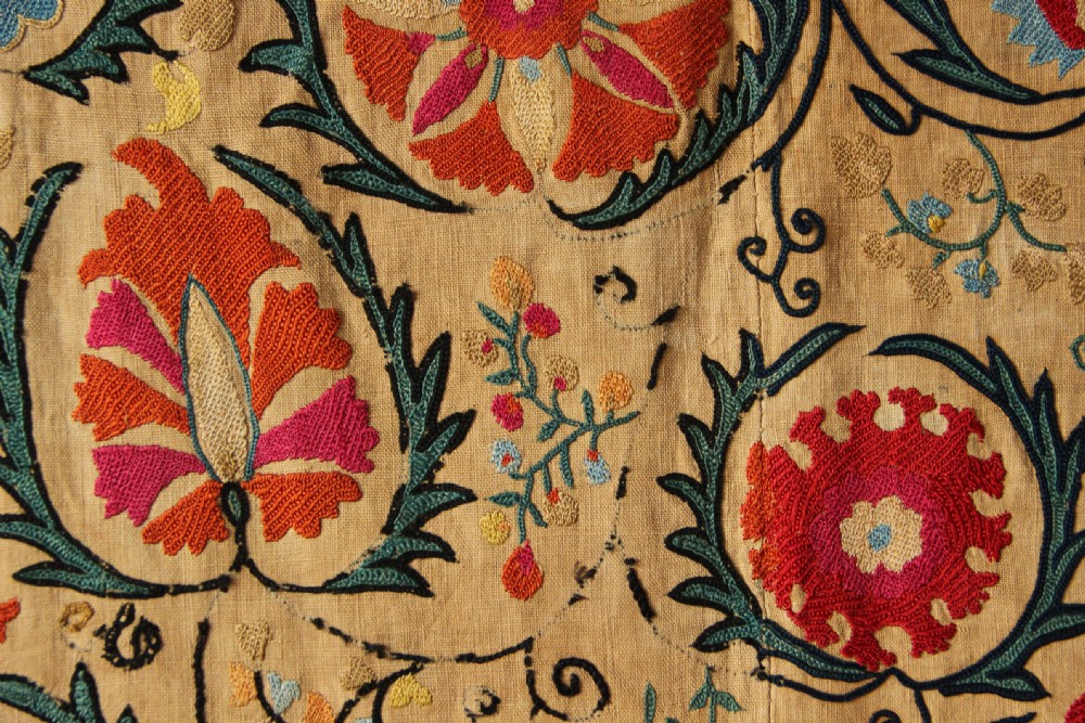 170 x 251cm Early Suzani Silk Embroidery View VII