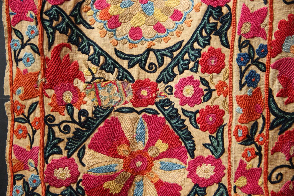 170 x 251cm Early Suzani Silk Embroidery View VIII
