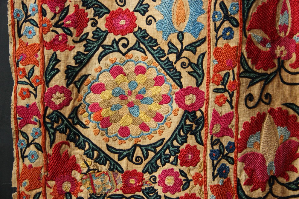 170 x 251cm Early Suzani Silk Embroidery View IX