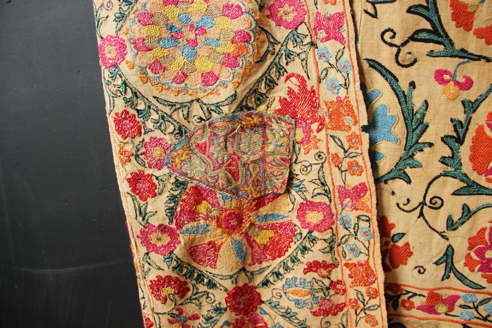 170 x 251cm Early Suzani Silk Embroidery View XIV