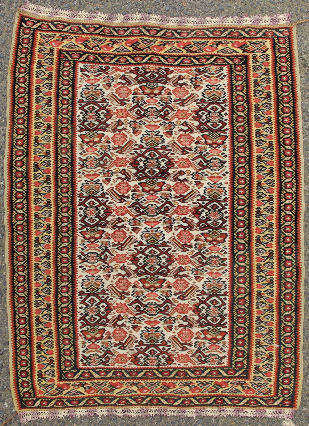 42.5 x 65cm Silk Warped Seneh Kilim
