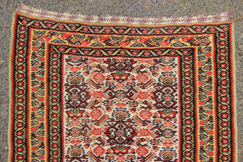42.5 x 65cm Silk Warped Seneh Kilim View III
