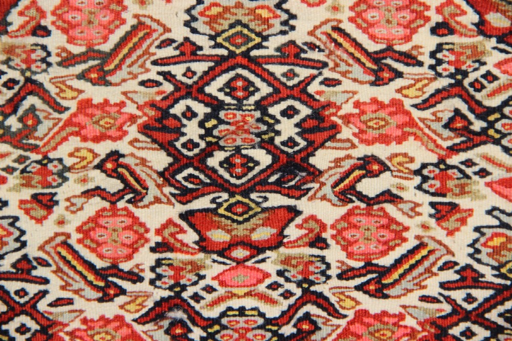 42.5 x 65cm Silk Warped Seneh Kilim View V