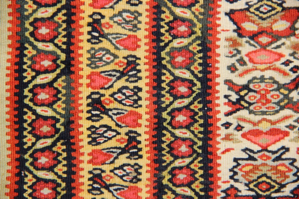 42.5 x 65cm Silk Warped Seneh Kilim View VI