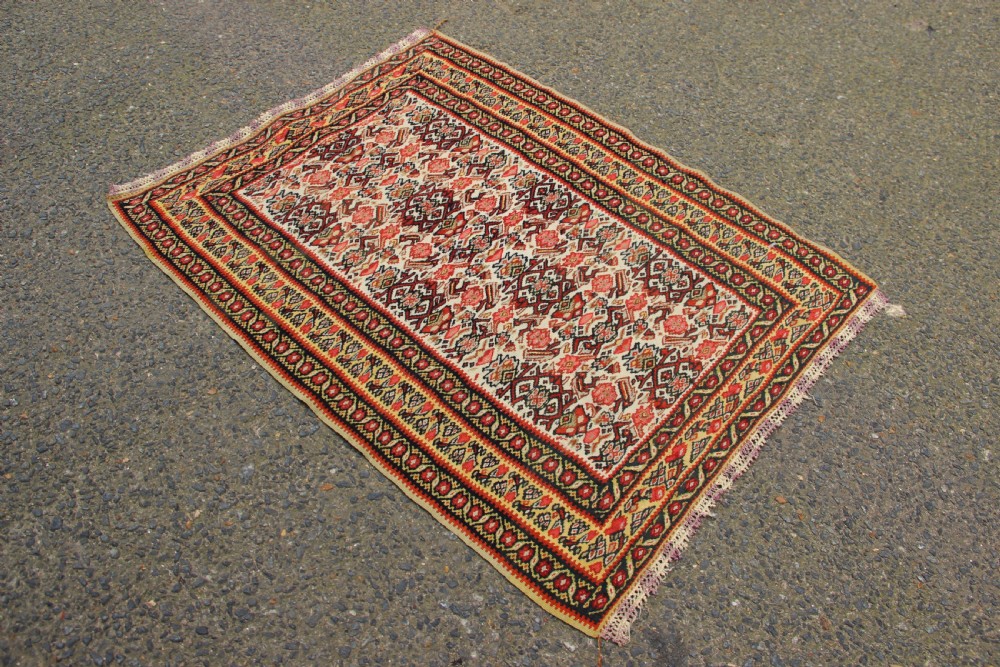 42.5 x 65cm Silk Warped Seneh Kilim View VII