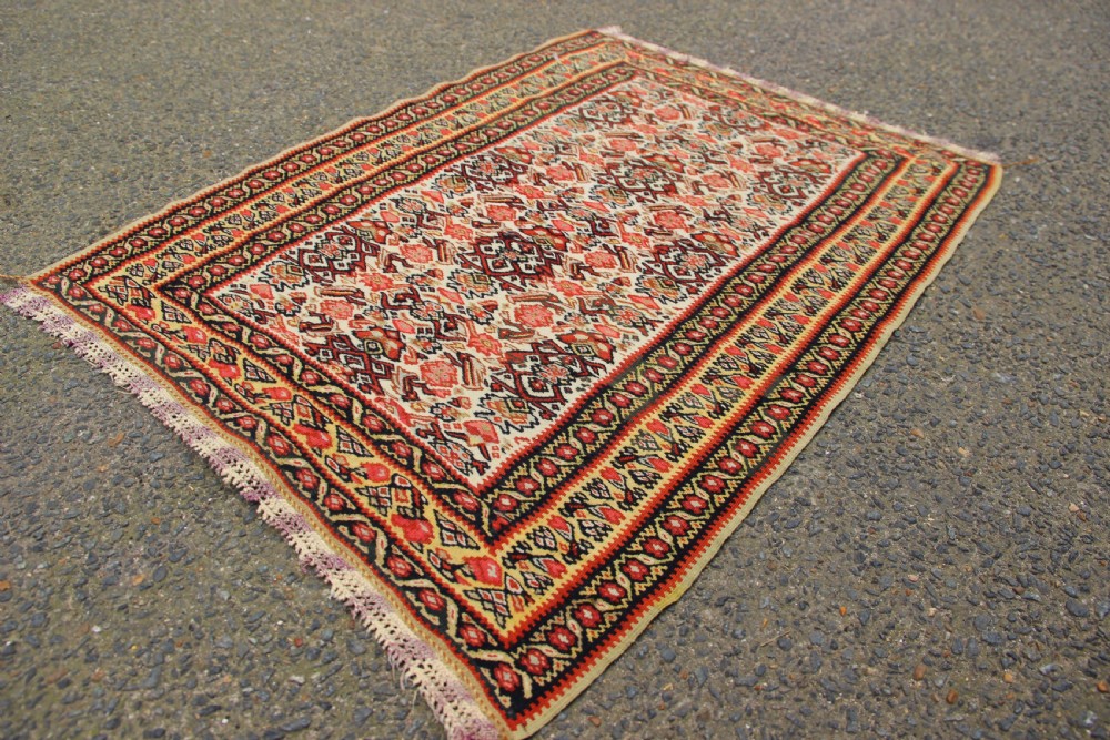 42.5 x 65cm Silk Warped Seneh Kilim View VIII