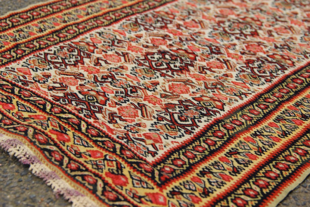 42.5 x 65cm Silk Warped Seneh Kilim View IX
