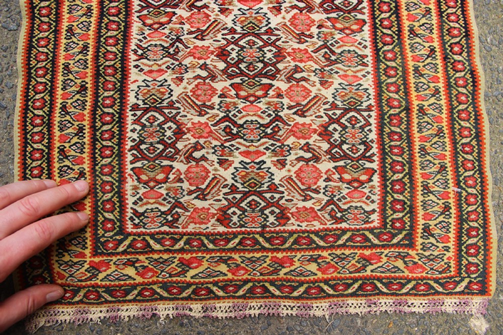 42.5 x 65cm Silk Warped Seneh Kilim View X