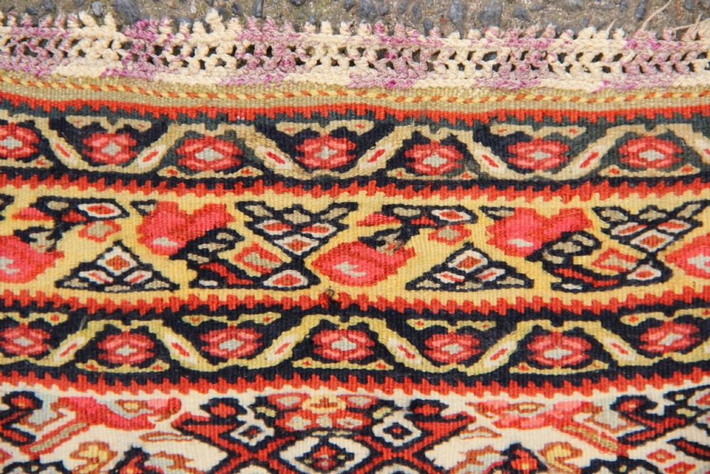42.5 x 65cm Silk Warped Seneh Kilim View IV