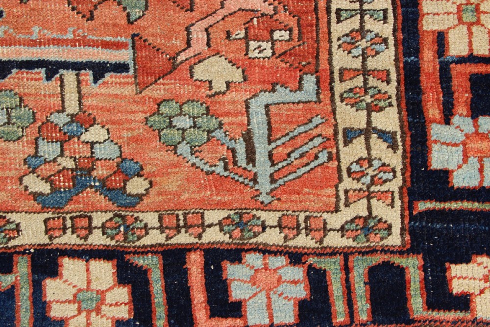 257 x 294cm Antique Heriz Carpet, Salmon Field View XI