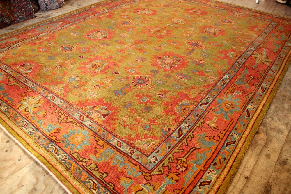 309 x 403cm Antique Green Oushak or Ushak Carpet View X