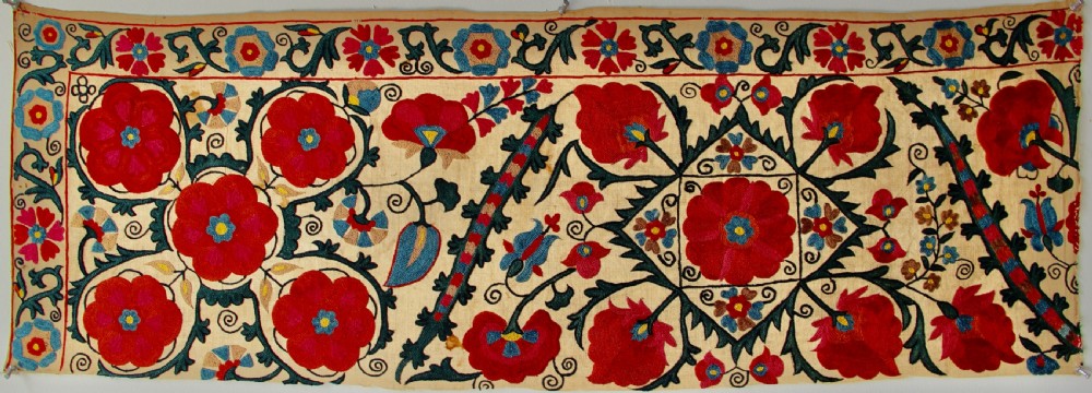 31 x 92cm Early Nurata Suzani embroidery