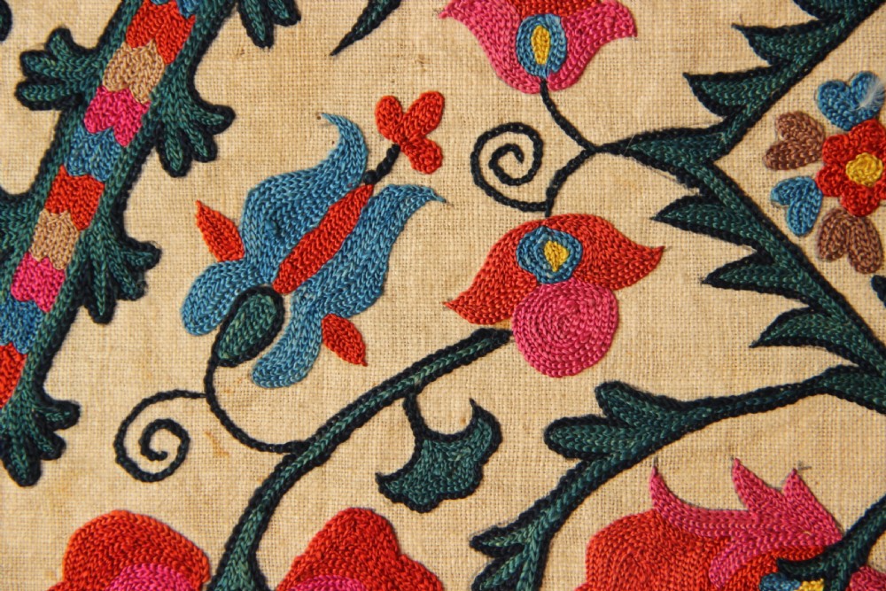 31 x 92cm Early Nurata Suzani embroidery View VI