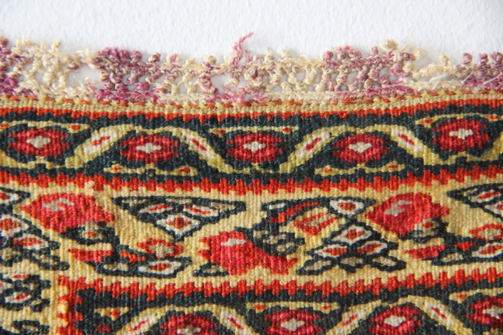 48 x 65cm Antique Silk Warps Senneh Kilim View IV