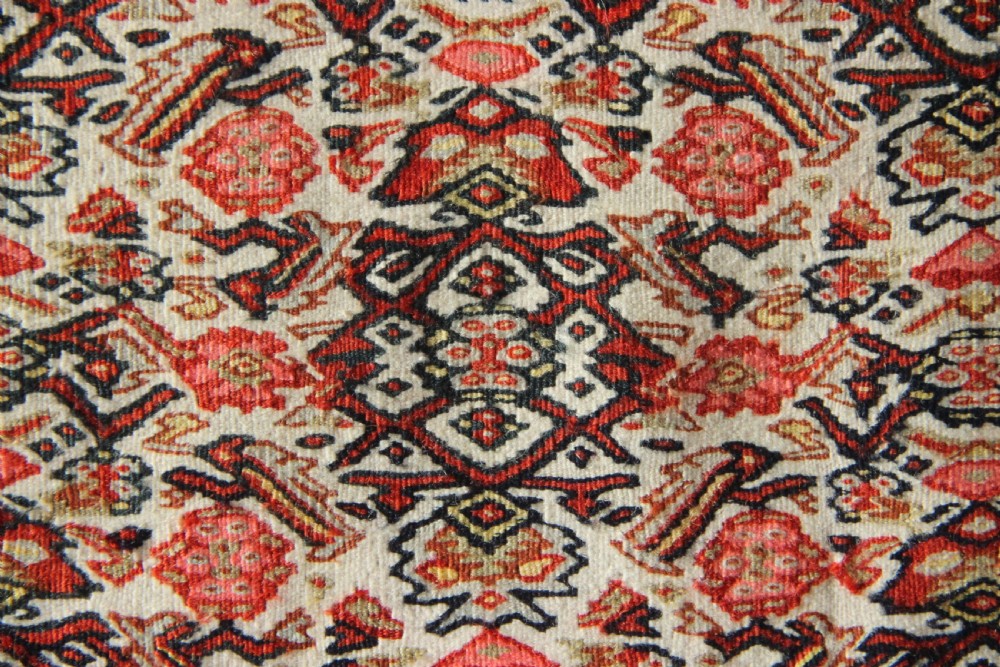 48 x 65cm Antique Silk Warps Senneh Kilim View V