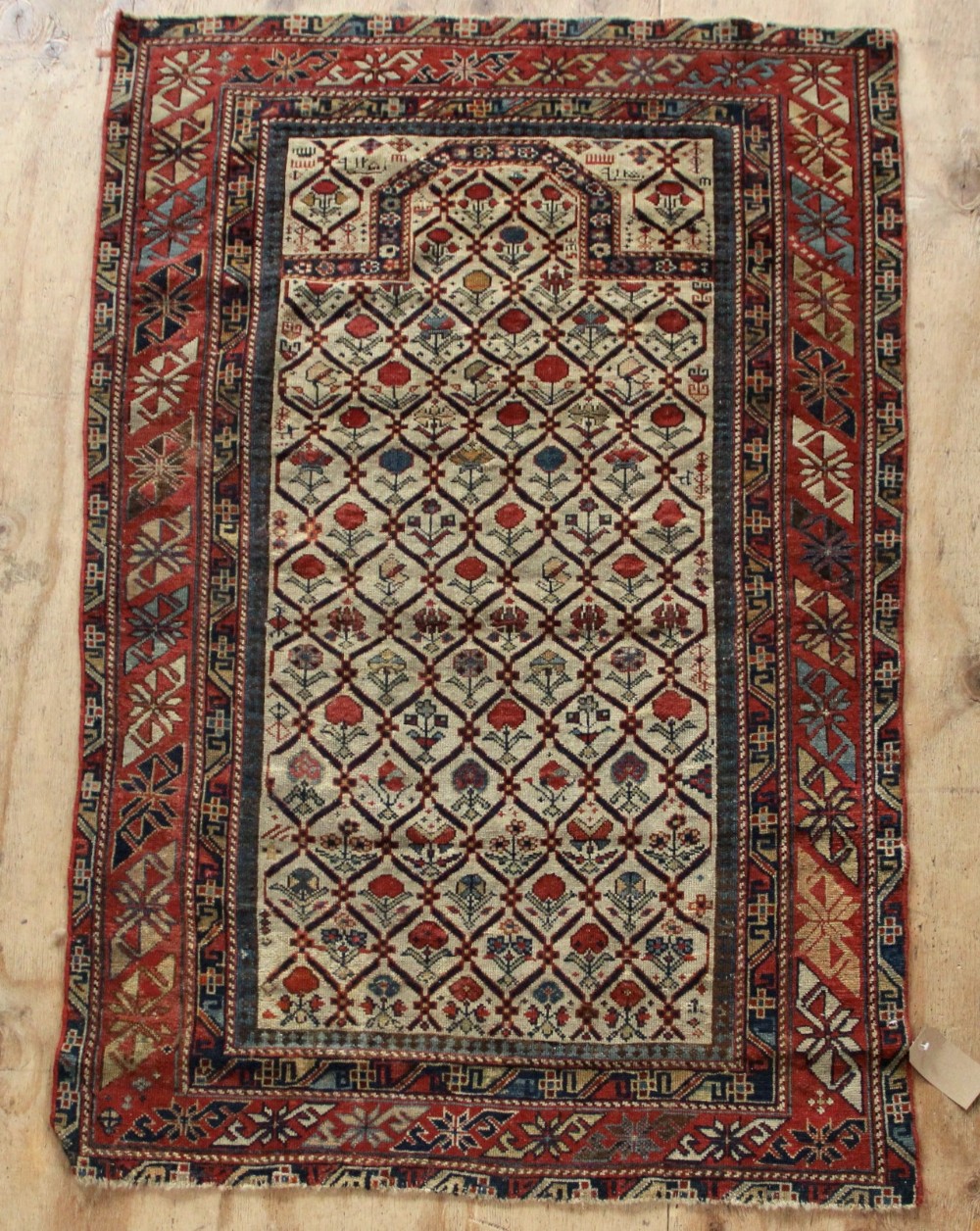 89 x 136cm Antique Fine Shirvan Prayer Rug, Dated