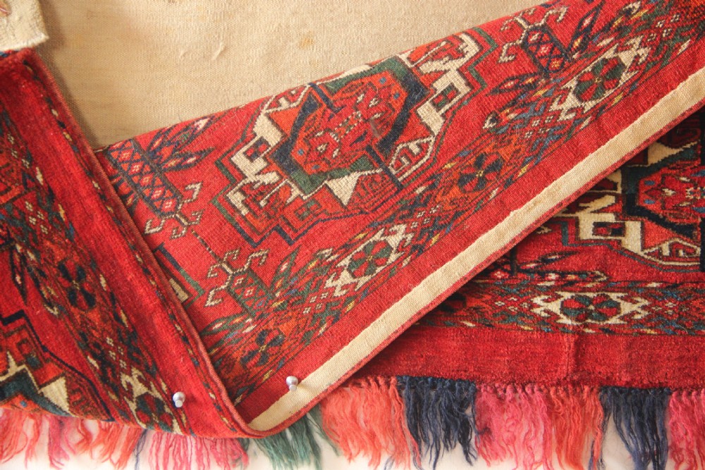 102 x 39cm Fine Antique & Colourful 6 Gul Tekke Torba View X