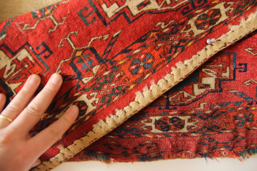 120 x 42cm Antique 6 Gul Tekke Torba silk highlights View X