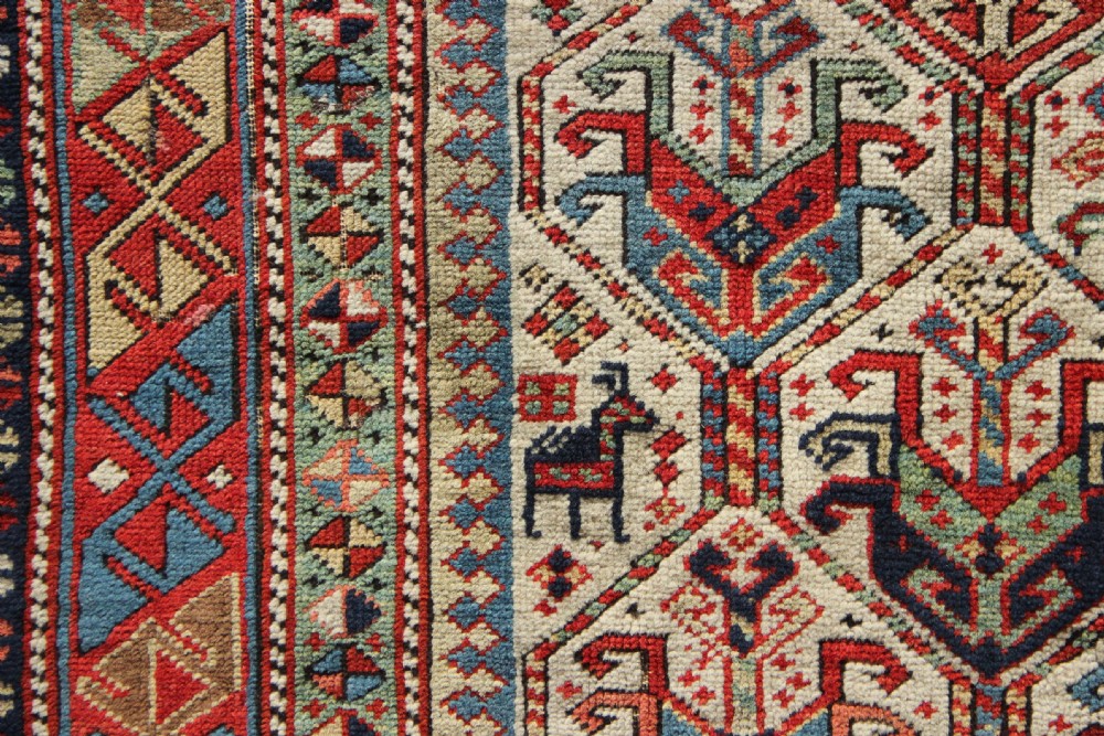 95 x 155cm Superb Early Antique Caucasian Prayer Rug Fragment View VI
