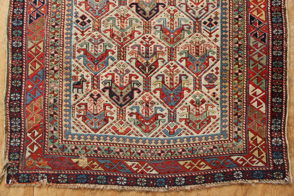 95 x 155cm Superb Early Antique Caucasian Prayer Rug Fragment View VII