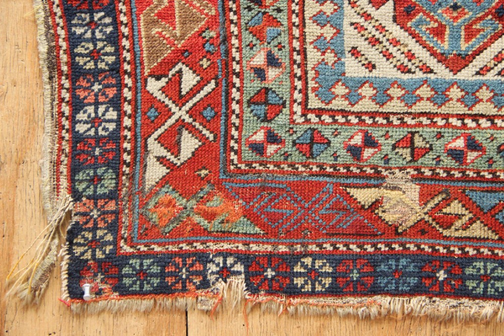 95 x 155cm Superb Early Antique Caucasian Prayer Rug Fragment View VIII