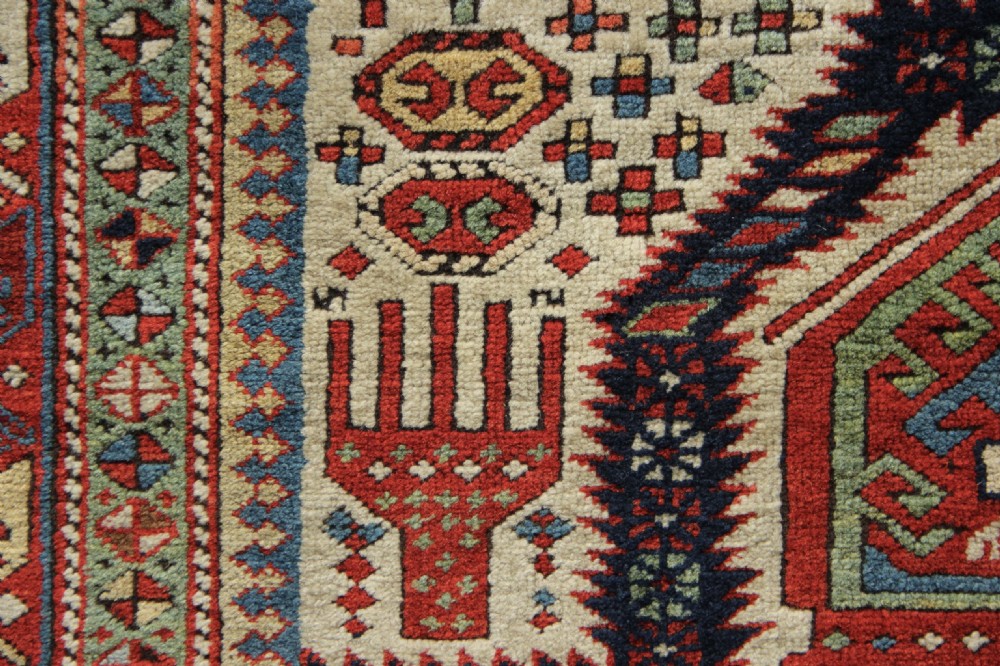 95 x 155cm Superb Early Antique Caucasian Prayer Rug Fragment View IX