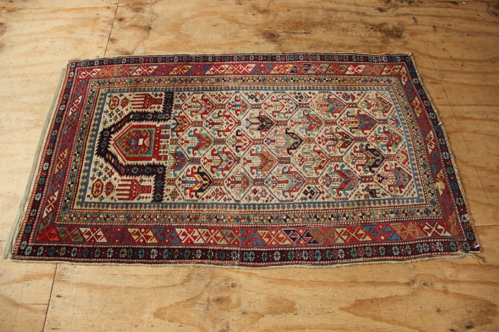 95 x 155cm Superb Early Antique Caucasian Prayer Rug Fragment View X