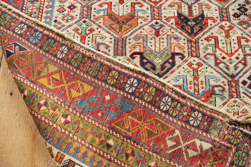 95 x 155cm Superb Early Antique Caucasian Prayer Rug Fragment View XI