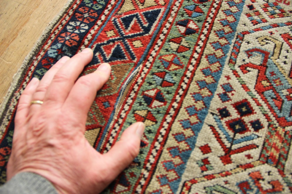 95 x 155cm Superb Early Antique Caucasian Prayer Rug Fragment View XIII